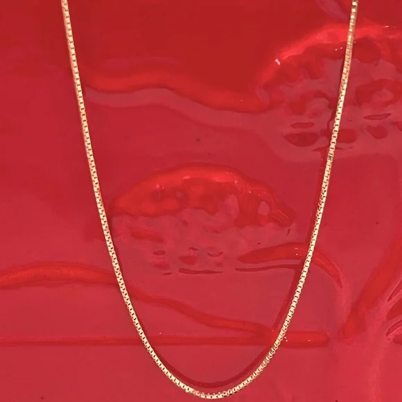 NEW 18K Gold Plated Box Chain Over 925 Silver .90mm Width & 50cm Long CHAIN ONLY - Picture 9 of 10